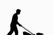 silhouette of a man mowing the lawn, an Illustration by Amazin_art (Thumbnail 6 of 21)
