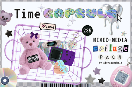 Time CAPSULE Mixed-Media Collage Set, an Object Graphic by alenaganzhela