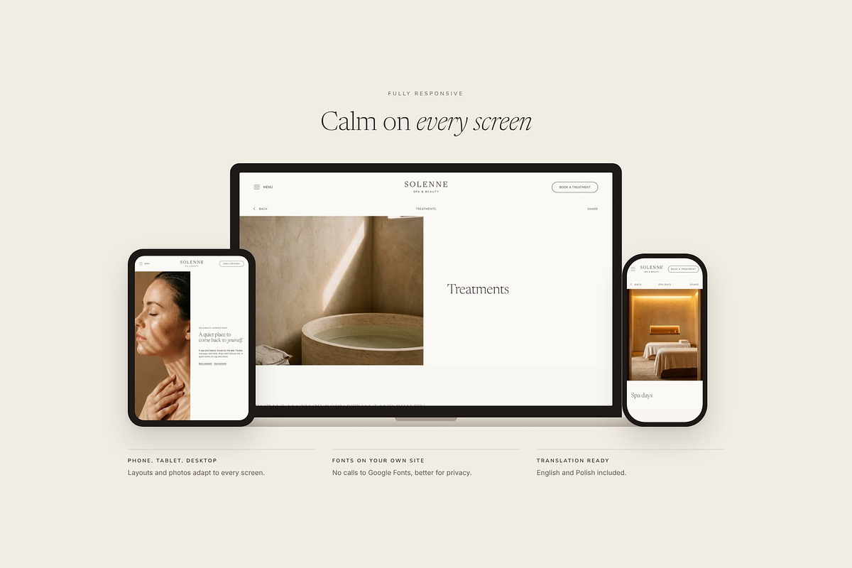 Solenne Spa & Beauty WordPress Theme, a WordPress Template by Tomasz Ganclerz (Photo 2 of 19)