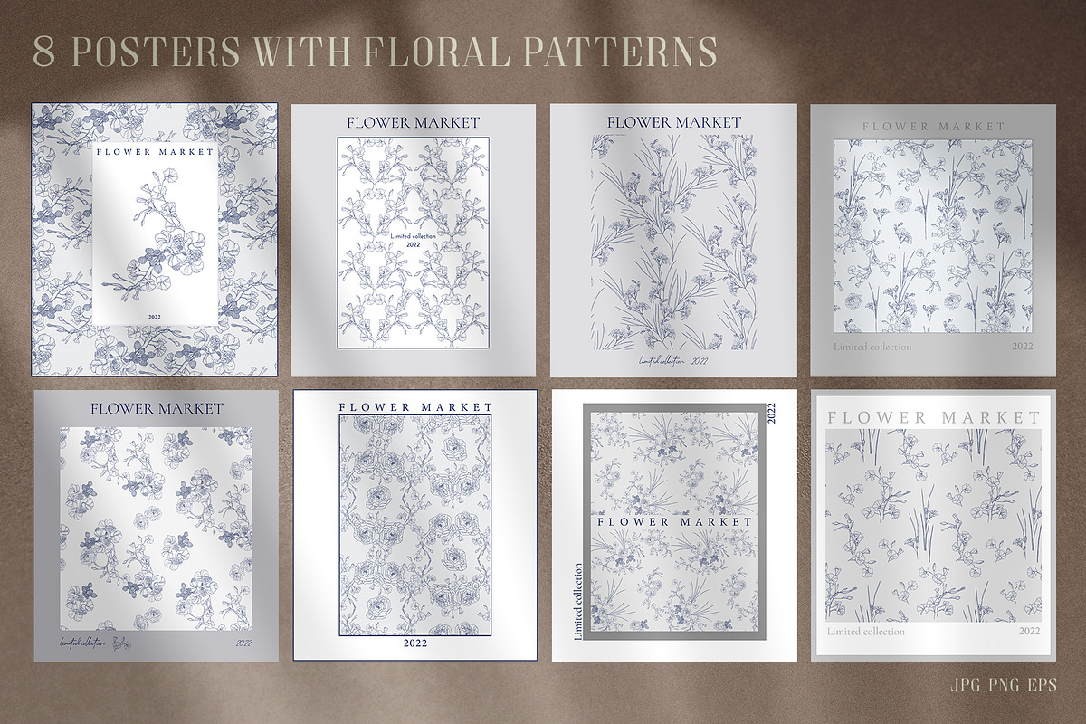 Skull and flowers poster set, a Texture Illustration by LanaDzi (Photo 3 of 10)