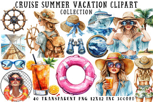 Cruise Summer Vacation Clipart, an Illustration by OK Design