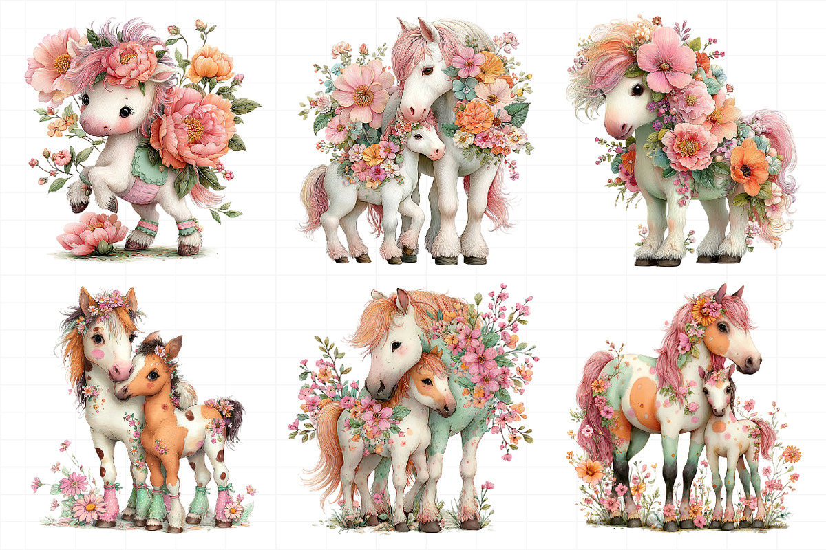 Whimsical Mother's Day Horse Clipart, an Illustration by Daily.Designs (Photo 4 of 7)