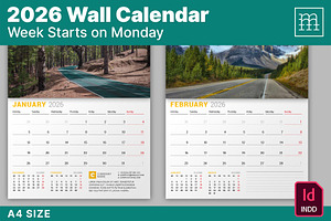 Wall Calendar 2026 (WC027-26-M), a Stationery Template by mikhailmorosin