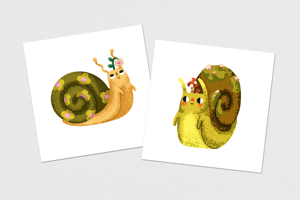 Cute snails set, seamless patterns, an Animal Illustration by Good Studio (Photo 18 of 18)