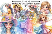 Whimsical Girl Clipart Bundle, an Illustration by designcity5 (Thumbnail 1 of 5)
