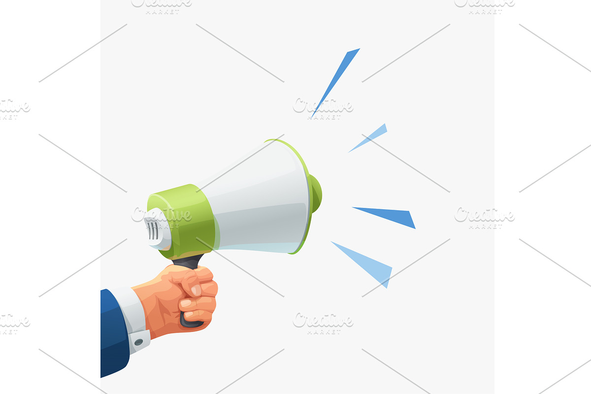 a hand holding speaker on white back, an Object Illustration by IfH