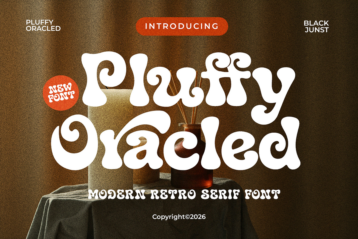 Pluffy Oracled – Groovy Retro Vibes, a Handwritten Font by Black Junst (Photo 1 of 13)