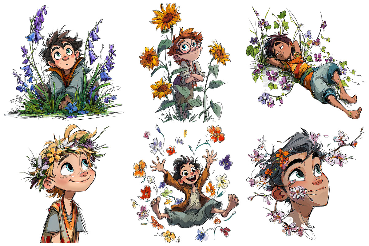 Floral Cute Boy Clipart, an Illustration by Pixels.Craft (Photo 5 of 5)