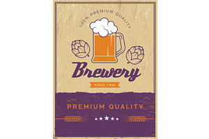 Brewery poster. retro placard of, a Food Illustration by Onyx