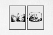 sailboat in bottle stencil v1, a Decorative Illustration by TaKong Magics (Thumbnail 3 of 5)
