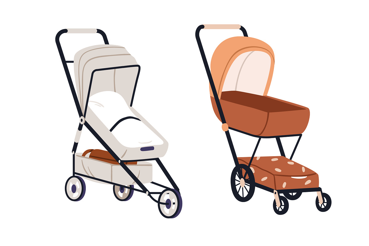 Strollers, prams, baby carriages set, a Transportation Illustration by Good Studio (Photo 6 of 6)