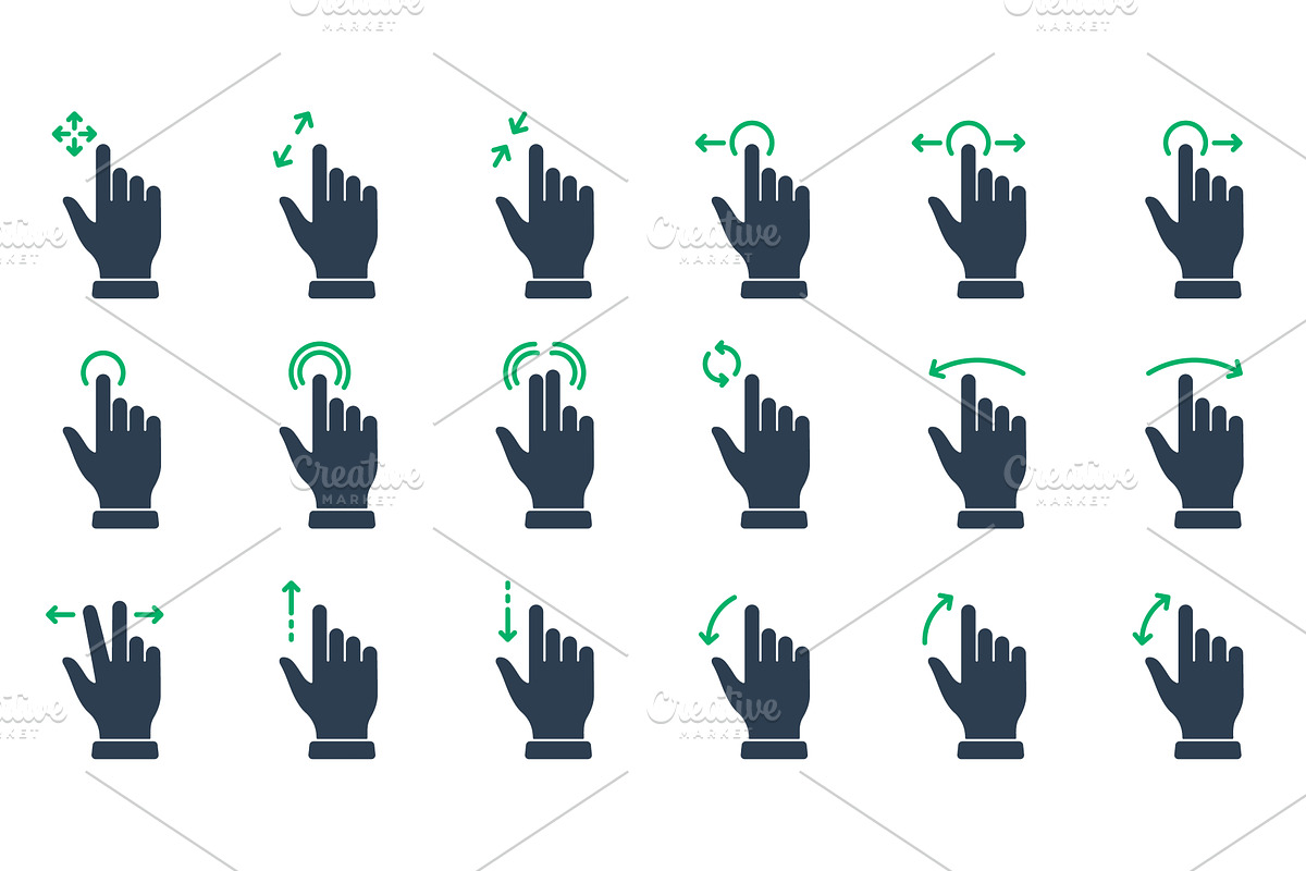 Hand Gesture Icons, an Object Illustration by Gentle Studio