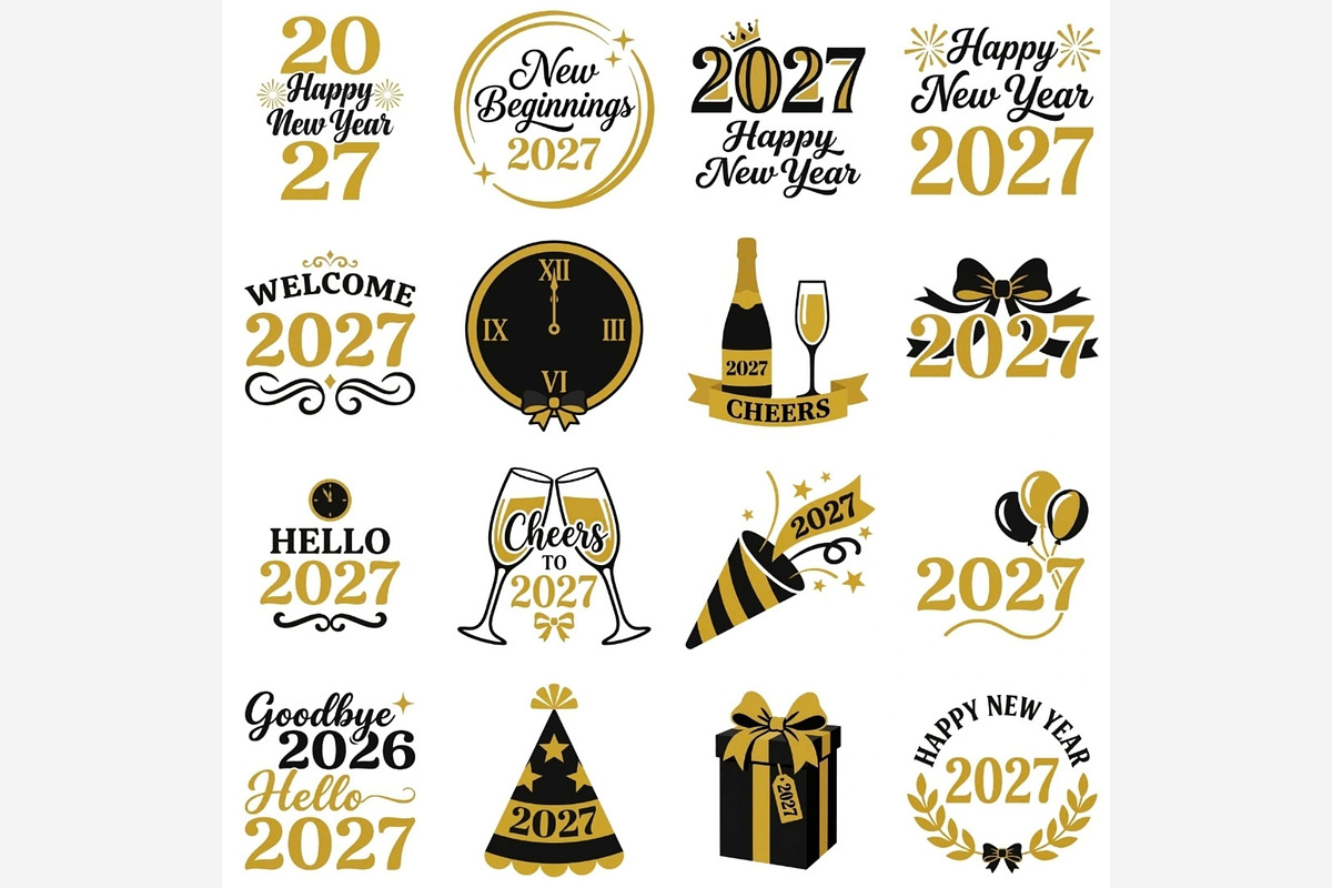 2027 New Year PNG Bundle, an Emoji Icon by Tanya Kart (Photo 6 of 10)