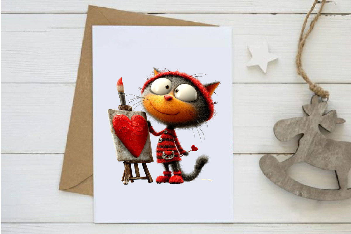 Whimsical Valentine Cats Clipart, an Illustration by Design Market (Photo 4 of 5)