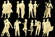Gold Foil Gatsby Couples Clip Art, a Person Illustration by FrankiesDaughtersDesign (Thumbnail 4 of 4)