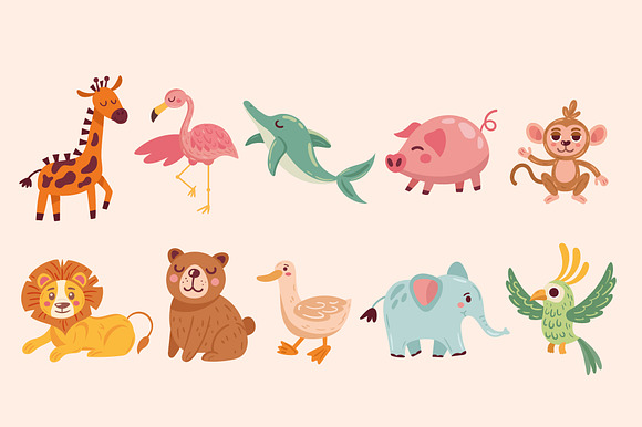 Cute Cartoon Animals Set preview 2