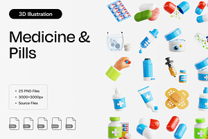 Medicine & Pills 3D Icon Set, an Object 3D Model by Eklip Studio