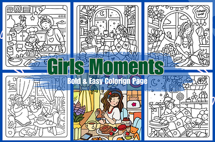Girl Moments Coloring Book, a Decorative Illustration by Design Haven