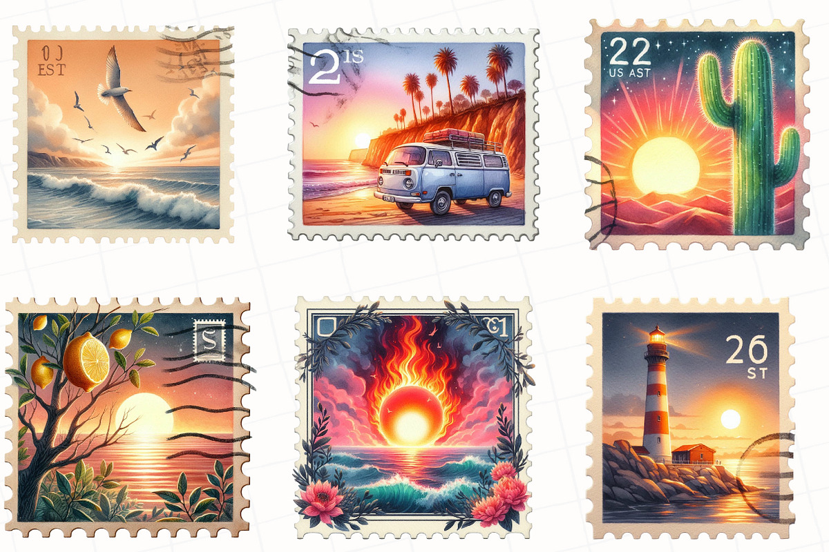 Summer Postage Stamp Clipart, an Illustration by OK Design (Photo 4 of 5)