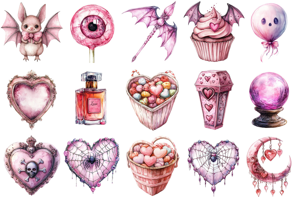 Pink Pastel Halloween Clipart, an Illustration by SinaCreation (Photo 2 of 5)