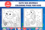 Cute Sea Animals Coloring Page, an Animal Illustration by Salaly (Thumbnail 3 of 5)