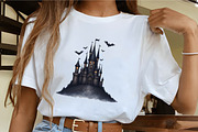 Flying Bats over Castle Clipart, an Illustration by CrexoraLab (Thumbnail 3 of 5)