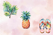Watercolor Summer Beach Clipart, an Illustration by SVGArt (Thumbnail 2 of 9)