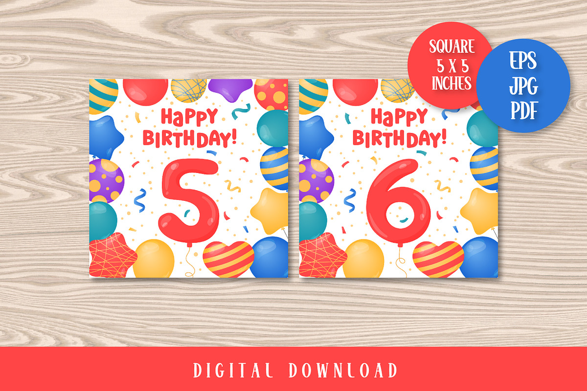 Happy Birthday Greeting Cards Square, a Card Template by AnnaViolet_store (Photo 4 of 9)