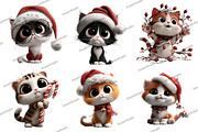 Whimsical Christmas Cats Clipart, an Illustration by DreamArtGraphic (Thumbnail 2 of 5)