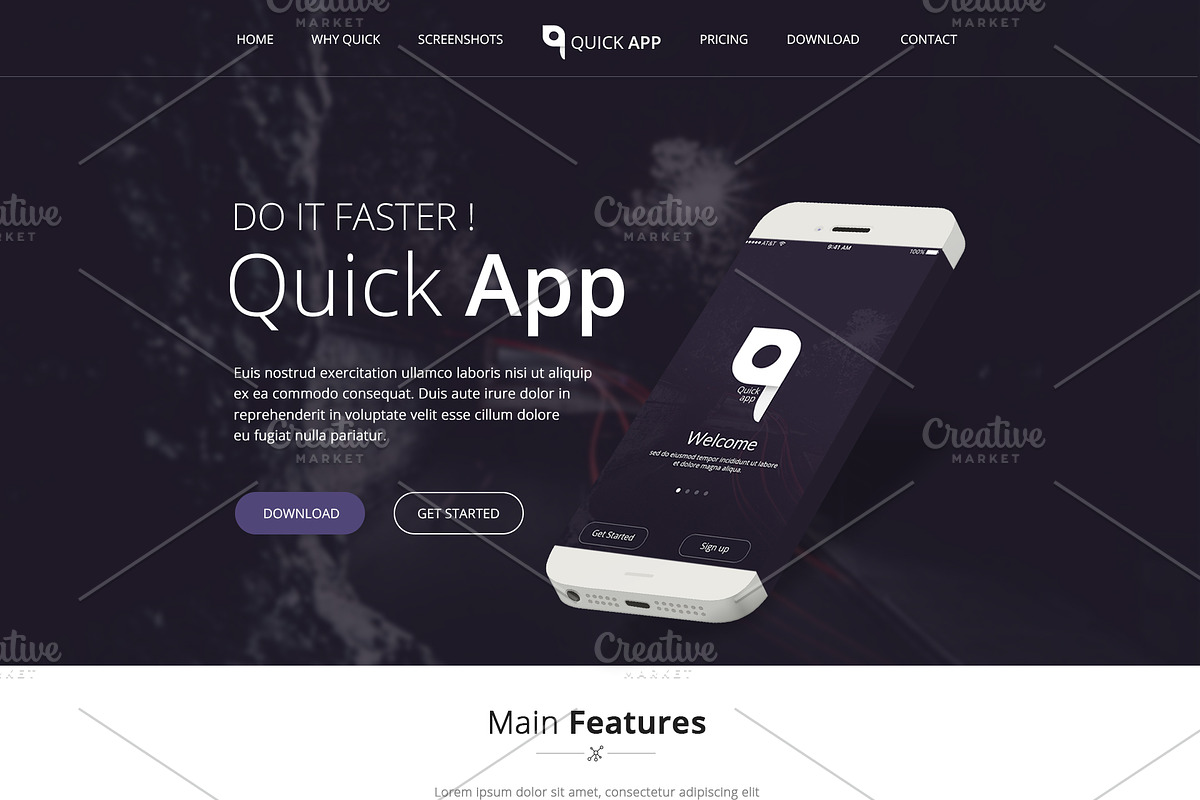 QuickApp - Landing Page PSD Template, an App Template by temRam (Photo 7 of 11)