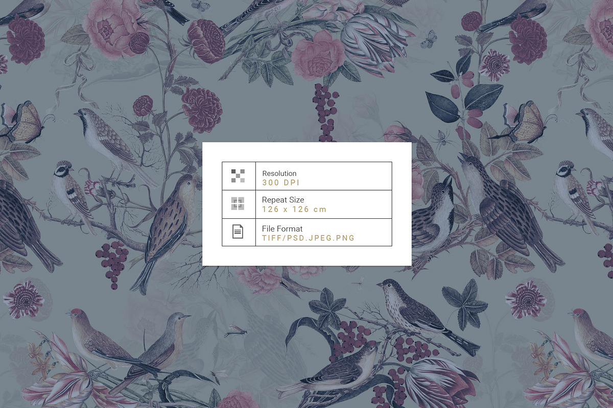 Rosavin Botanical Birds Patterns!, a Pattern Graphic by Pink Linen (Photo 3 of 10)