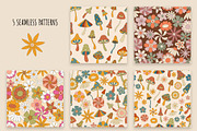 Magic Mushrooms Retro Vector Clipart, a Pattern Graphic by Irina Ostapenko (Thumbnail 2 of 8)