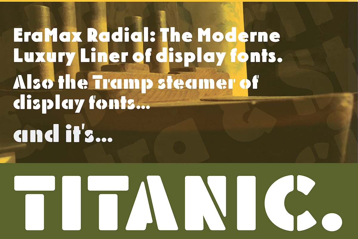 EraMax Radial Black, a Sans Serif Font by Our House Graphics Inc. (Photo 6 of 6)