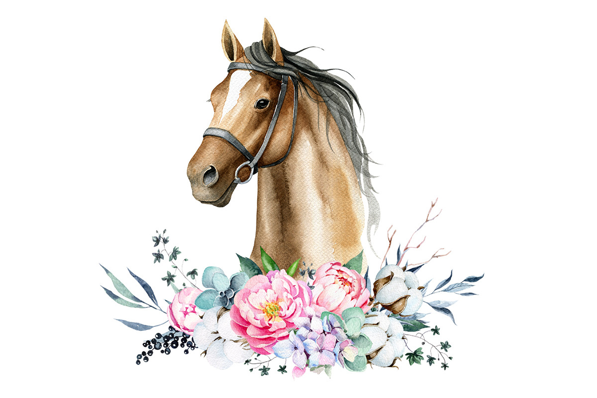 Watercolor Horses PNG, Hunter Jumper, an Illustration by SimpleWishesArt (Photo 2 of 4)