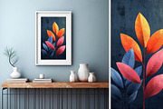 8 blue plant leaves art wall print, a Decorative Illustration by ARTOZEN DIGITAL (Thumbnail 11 of 13)