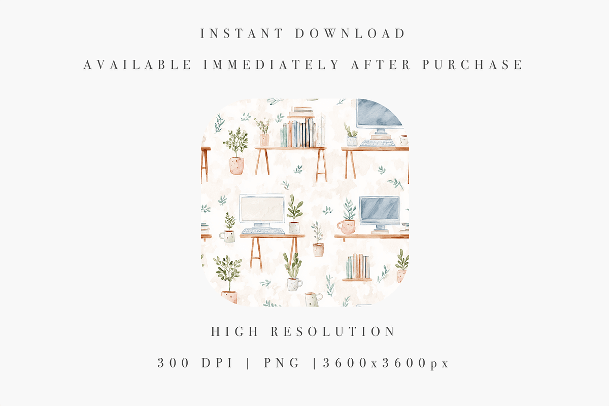 Computer Desk Seamless Pattern, a Decorative Illustration by Pati Charm Studio (Photo 5 of 7)