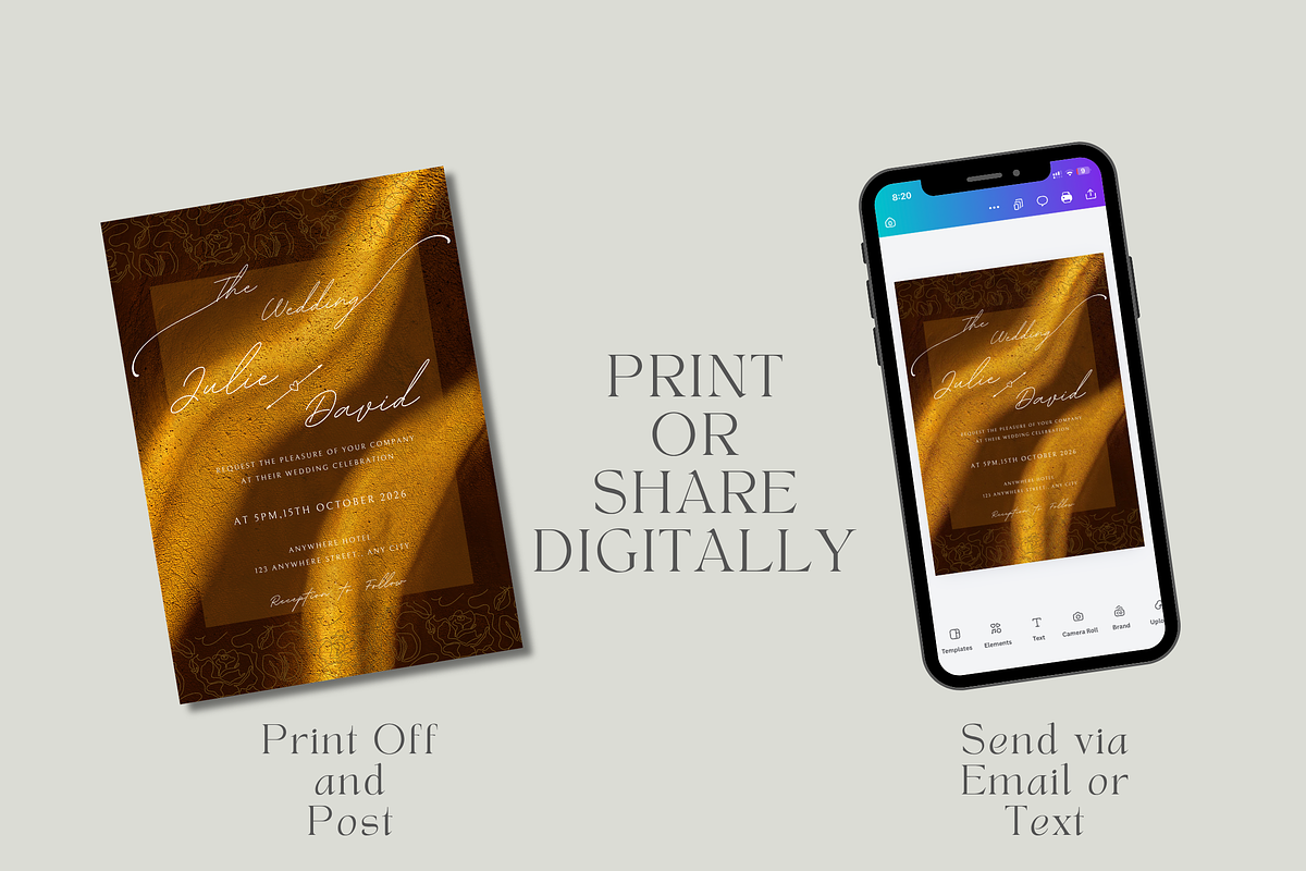 Modern Gold Wedding Invitation, an Invitation Template by InvitingStorys (Photo 8 of 11)