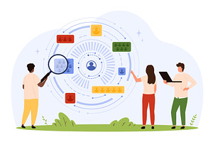 Team Analyzing User Data with, a Technology Illustration by Flashvector
