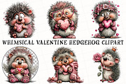 Whimsical Valentine Hedgehog Clipart, an Illustration by OK Design (Thumbnail 3 of 6)