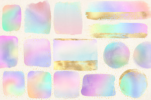 Rainbow & Gold Watercolor Elements