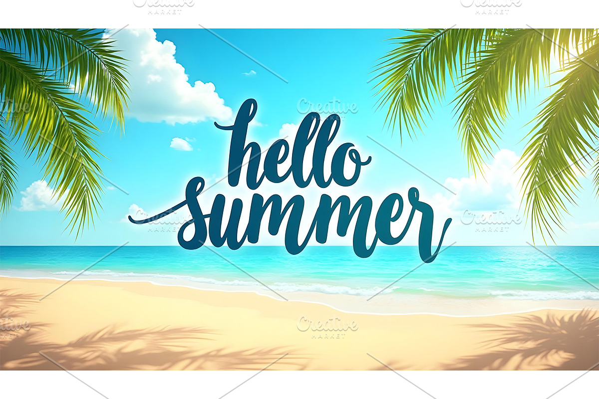Summer beach lettering wallpaper, a Wallpaper Graphic by Elen_Art