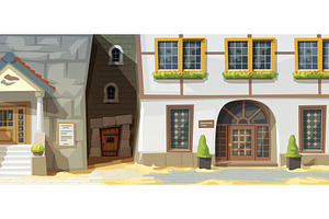 a medival houses with old town, an Object Illustration by IfH