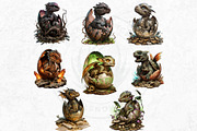 Newborn Dragons clipart set, an Animal Illustration by ThatsDesignArt (Thumbnail 8 of 10)