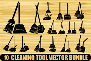 Cleaning Tool Silhouette Vector Bund, an Illustration by abu67222
