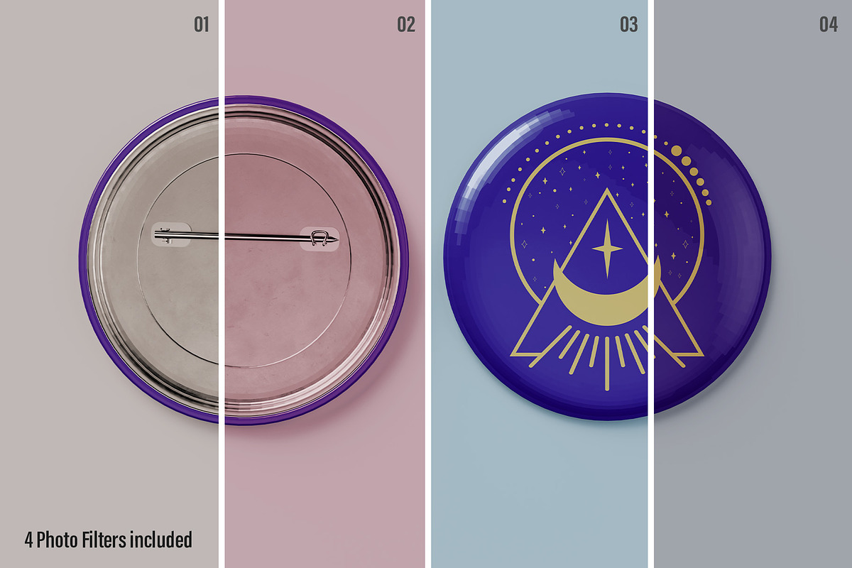 Pin Button Mockup - 8 Views, an Advertising Mockup by Illusiongraphic (Photo 10 of 23)