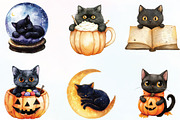 Halloween Black Cat Clipart, an Illustration by CraftArtStudio (Thumbnail 2 of 6)
