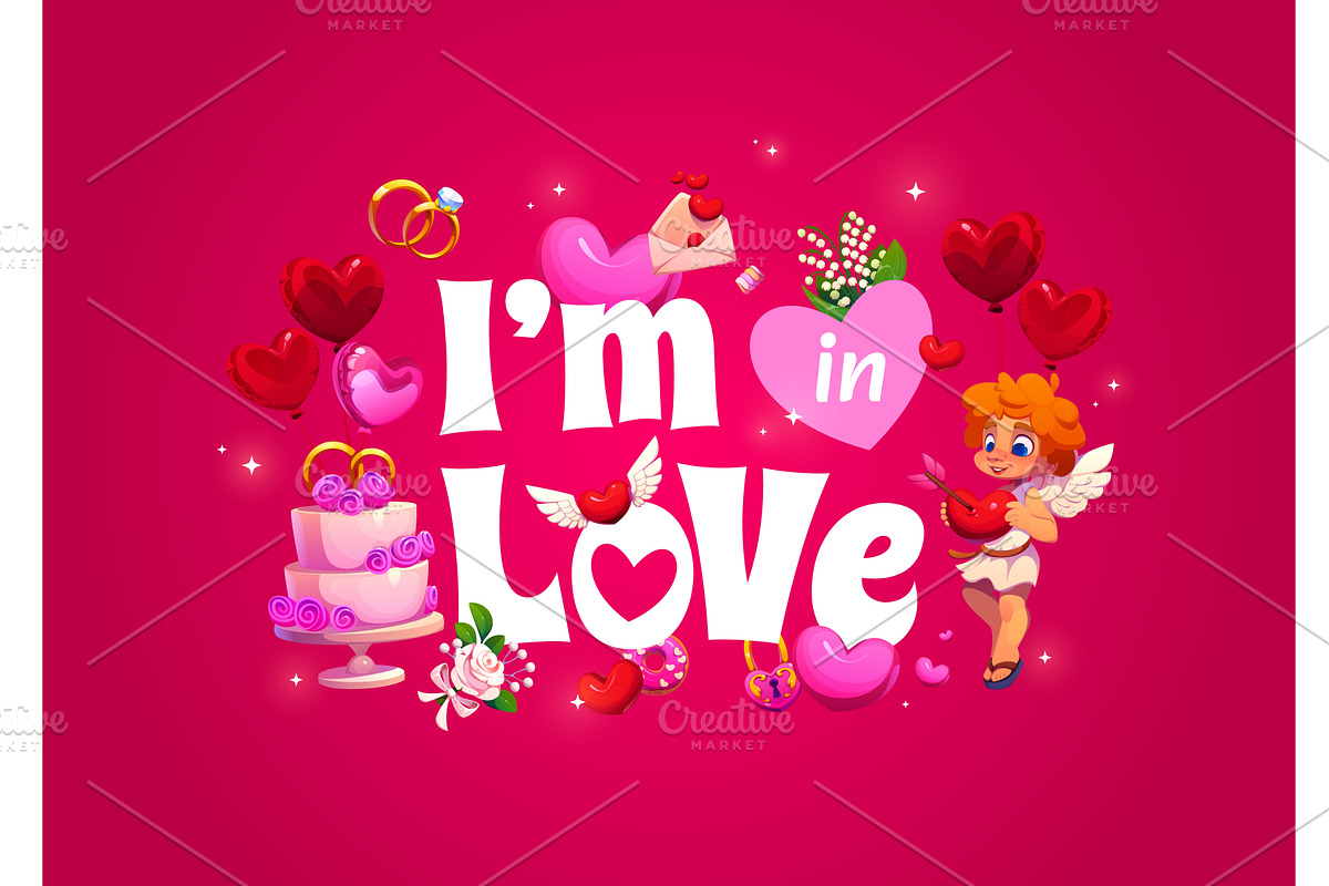 I am in love Valentine day quote, a Seasonal Illustration by Vector Tradition
