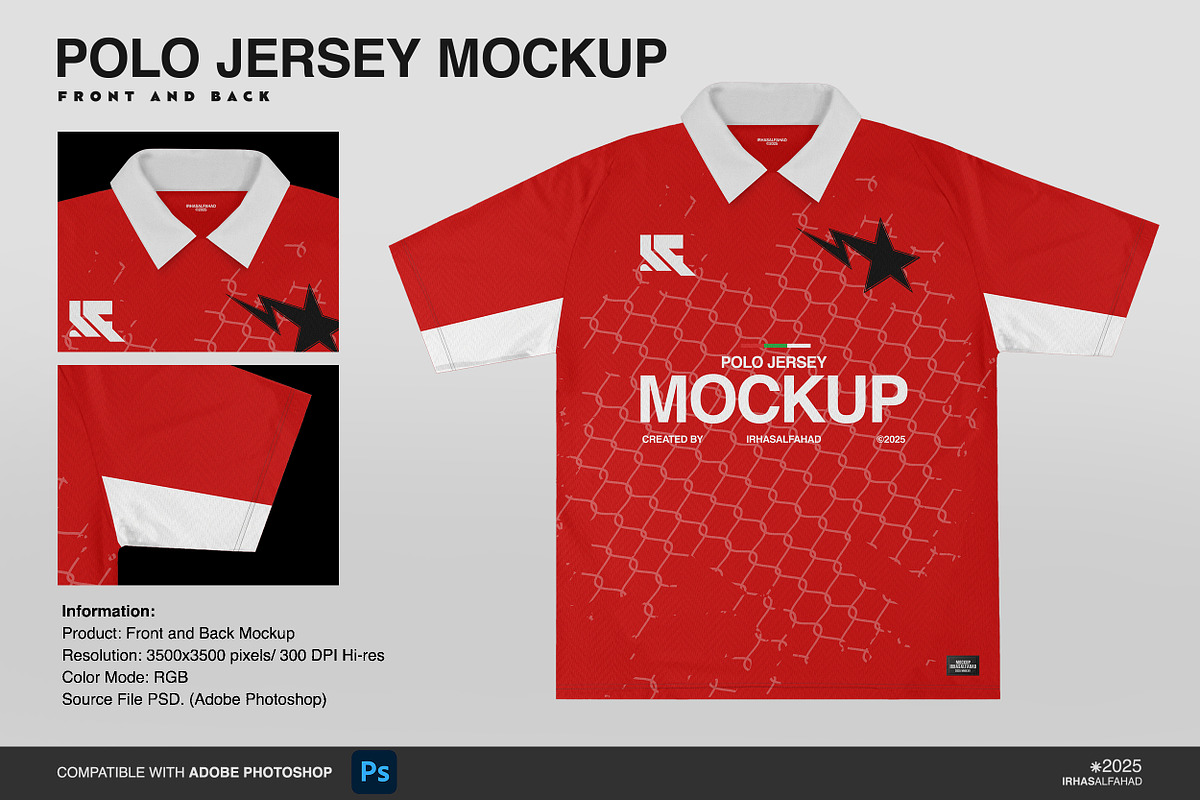 Polo Jersey Mockup, a Shirt Mockup by Irhasalfahad (Photo 1 of 5)