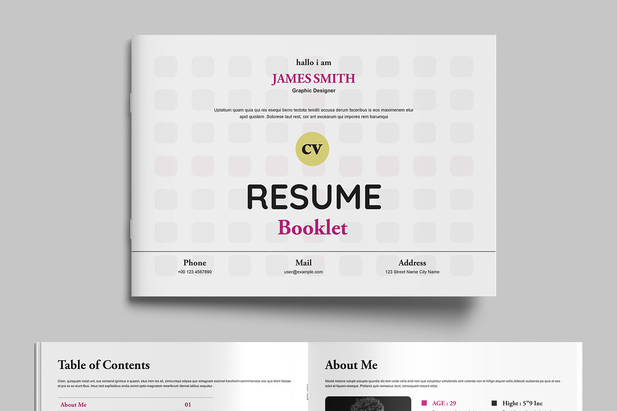 Clean Resume Booklet Template, a Stationery Template by MightyDesign (Photo 2 of 8)