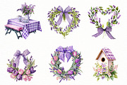 Spring Purple Gingham Clipart Bundle, an Illustration by Designworld (Thumbnail 3 of 7)